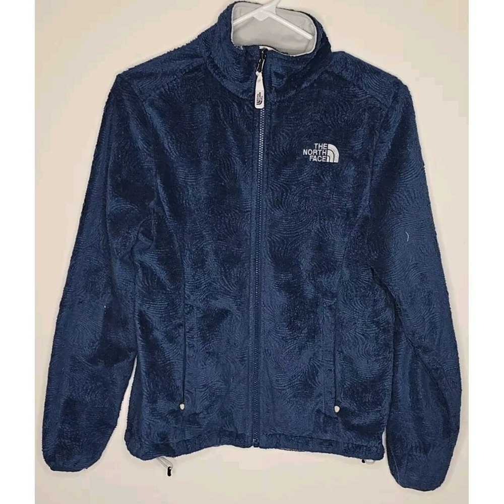 North Face Jacket Womens Sโ Blue High Pile Fleece Full Zip Pockets Mock Neck